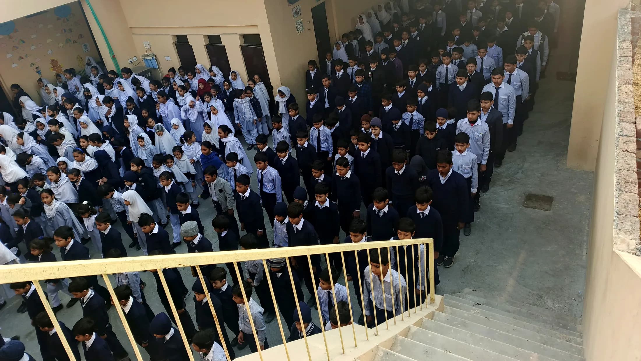 Hammad Foundation students gathered in the campus courtyard